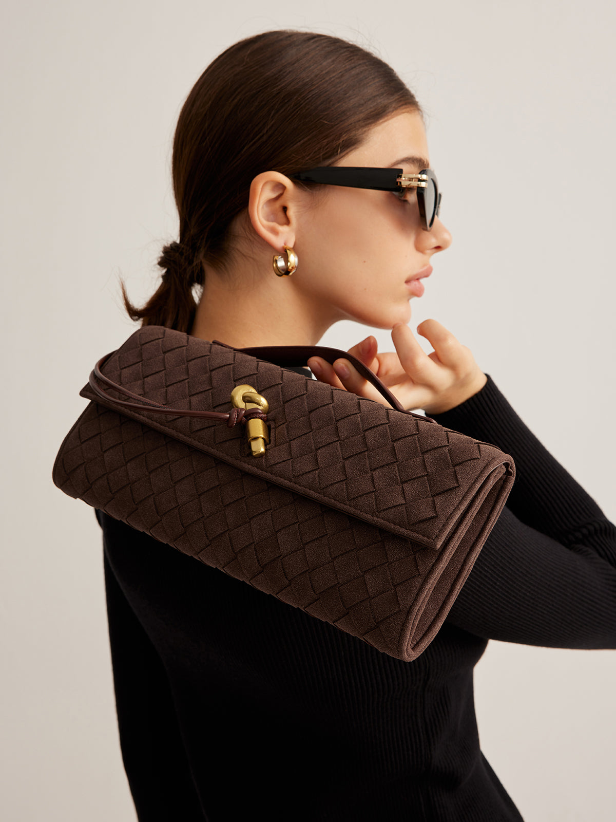 Noémie Suede Clutch Bag