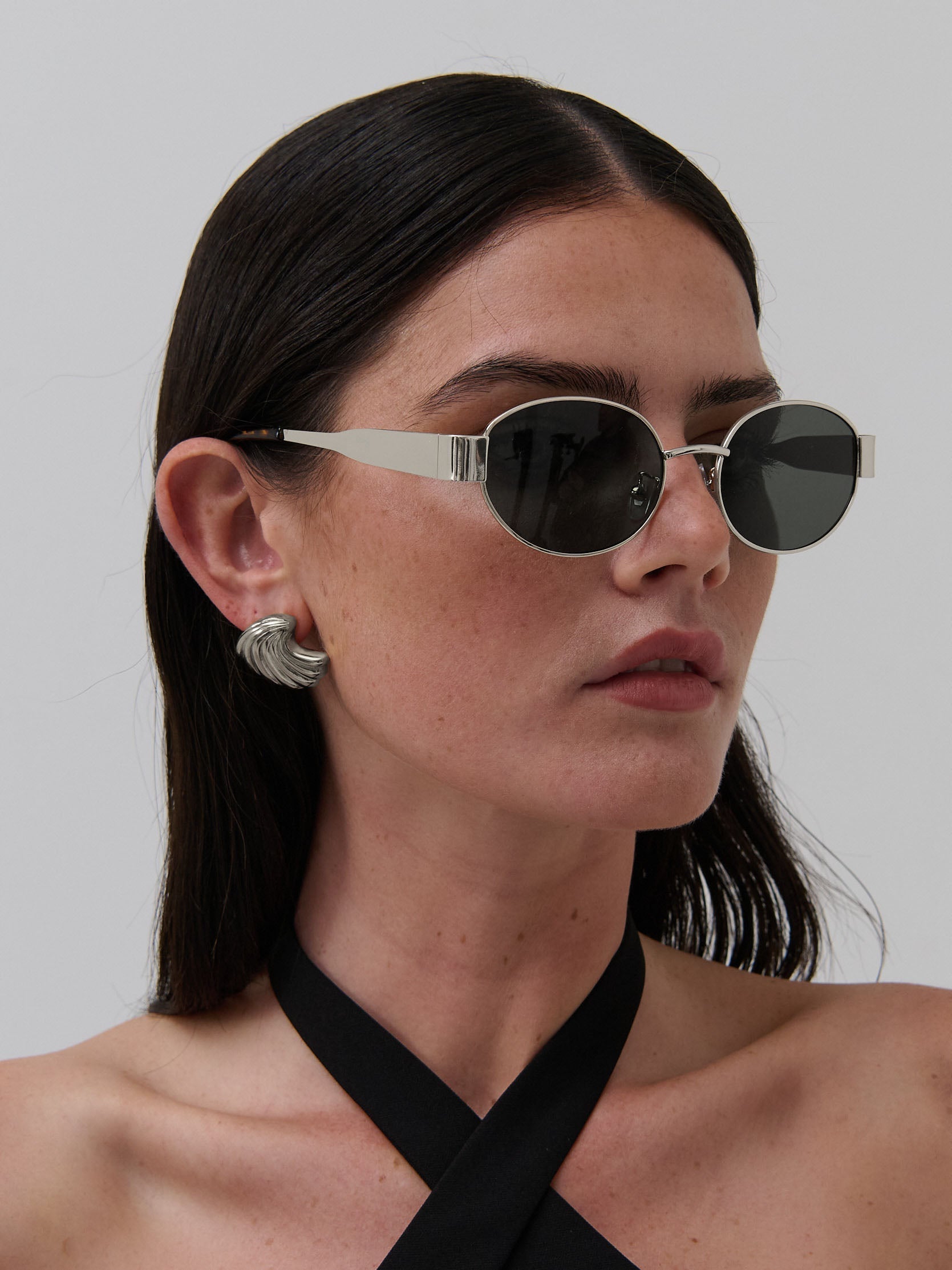 Berlin Silver Oval Sunglasses