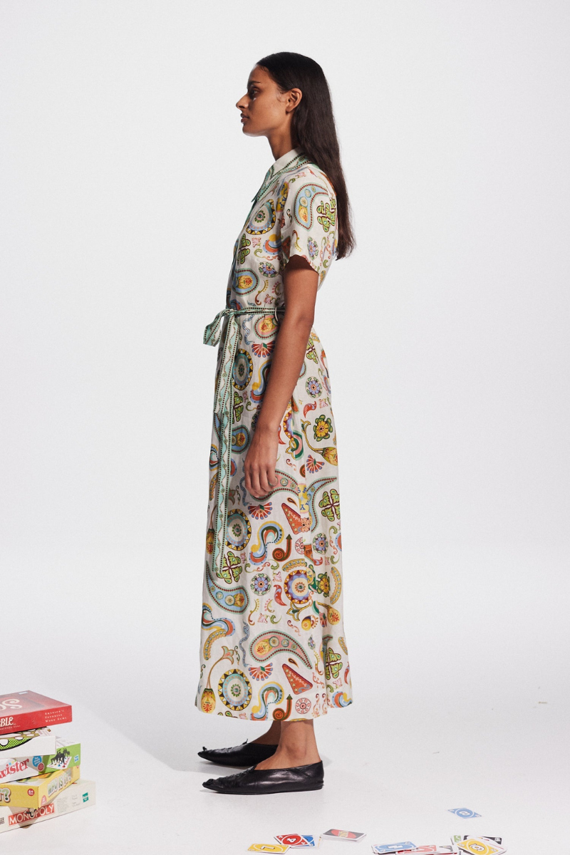 Corisande Paisley Print Belted Maxi Dress