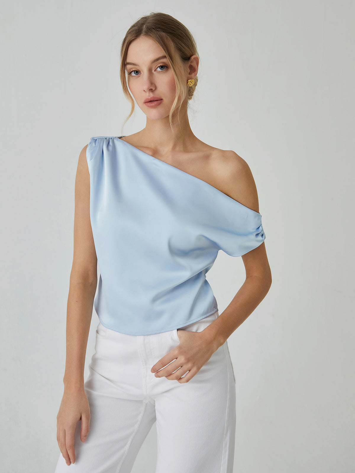 Asymmetrical Satin Blouse