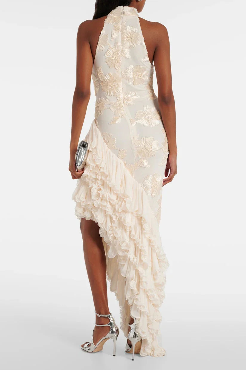 Amorette Ruffled Embroidered Maxi Dress