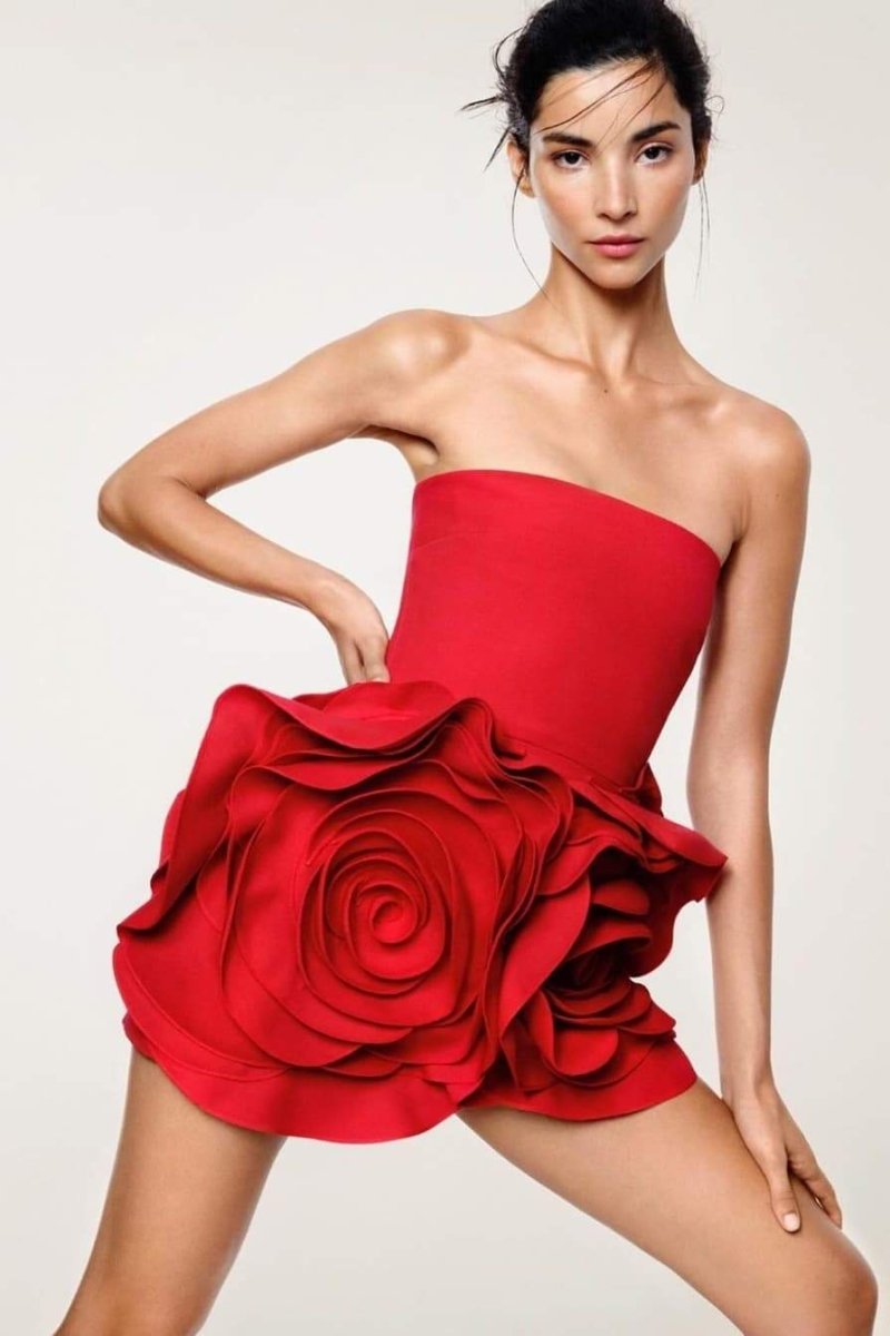 Renata Strapless Rose Mini Dress